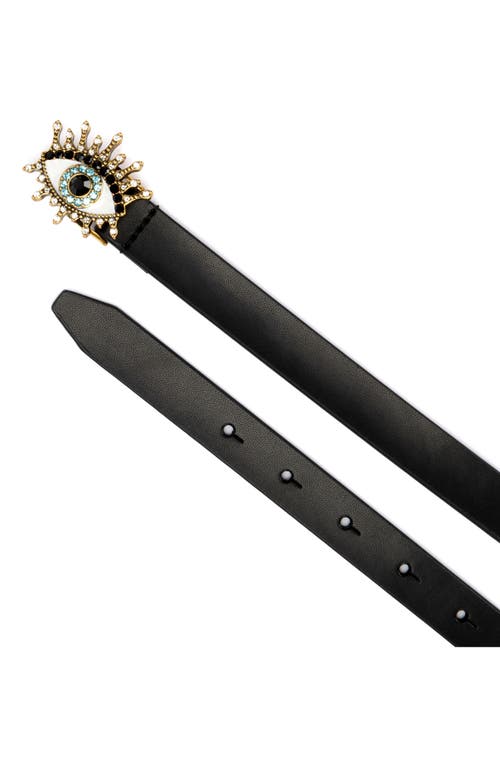 Kurt Geiger Reversible Evil Eye Belt In Black/antique Brass