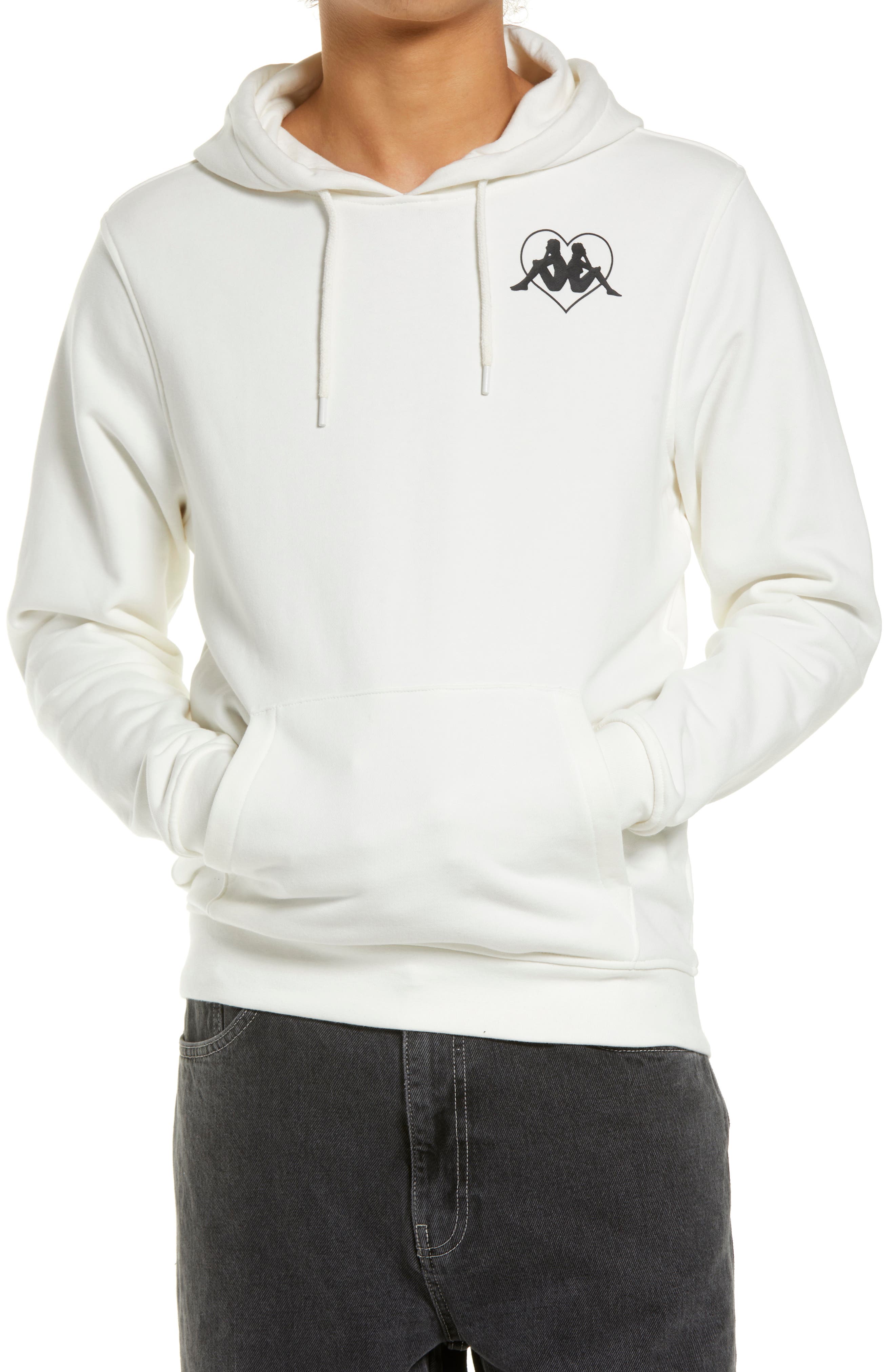 Kappa Men's Authentic Love Torun Logo Hoodie in Bright White-Black Smoke at Nordstrom, Size Small