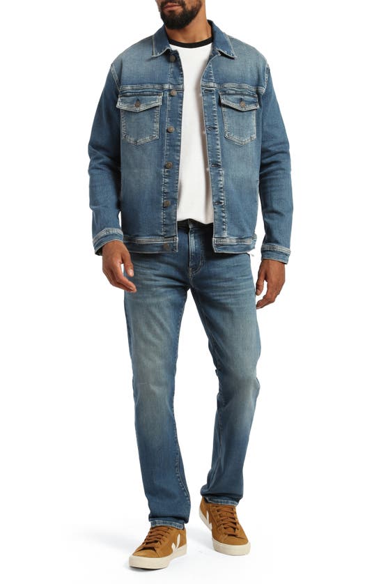 Shop Mavi Jeans Marcus Slim Straight Leg Jeans In Mid Brushed Organic Selvedge