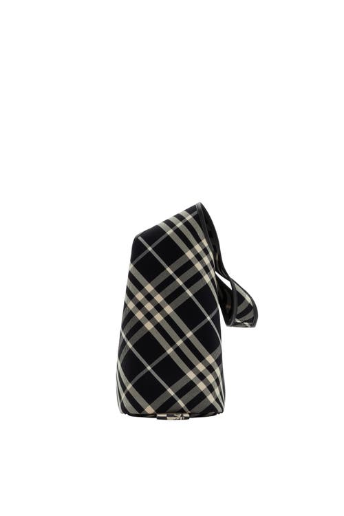 Burberry Black & Off-white Mini Check Bucket Bag In Black/calico
