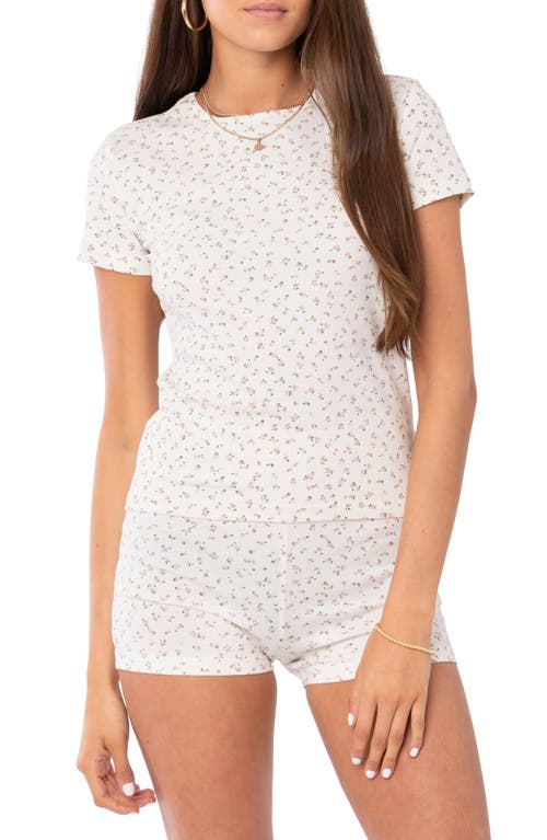 EDIKTED Floral Print T-Shirt Cream at Nordstrom,