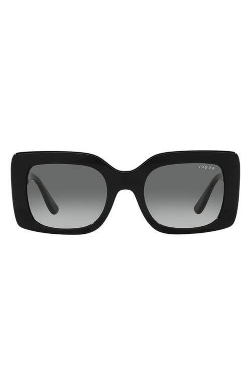 52mm Gradient Rectangular Sunglasses in Black