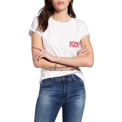 Recycled Karma Kiss Embroidered Tee, White