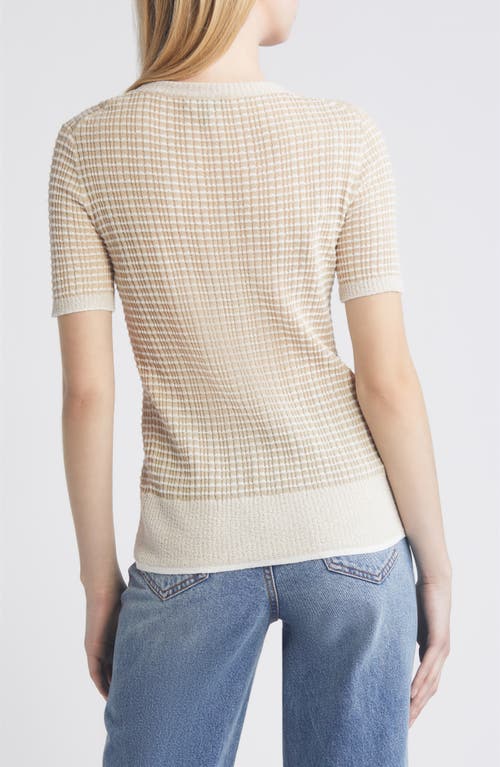 Shop Rag & Bone Kilee Stripe Short Sleeve Sweater In Taupe