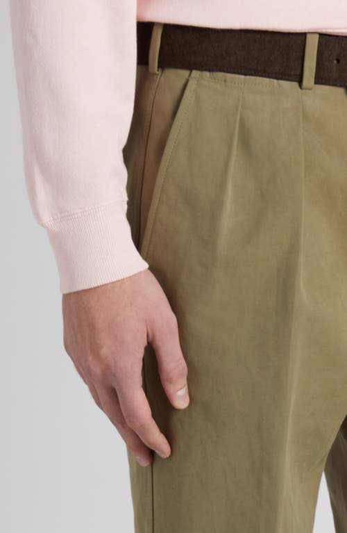 Shop Tom Ford Pleated Cotton Sateen Pants In Olive