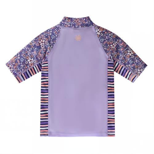Uv Skinz Short Sleeve Sunny Swim Shirt In Lavender Fields
