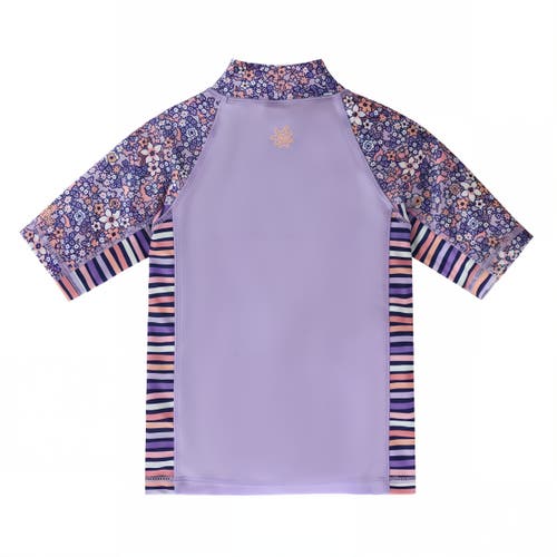 Shop Uv Skinz Short Sleeve Sunny Swim Shirt In Lavender Fields