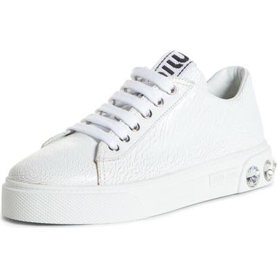 Miu Miu Crystal Skate Sneaker, White