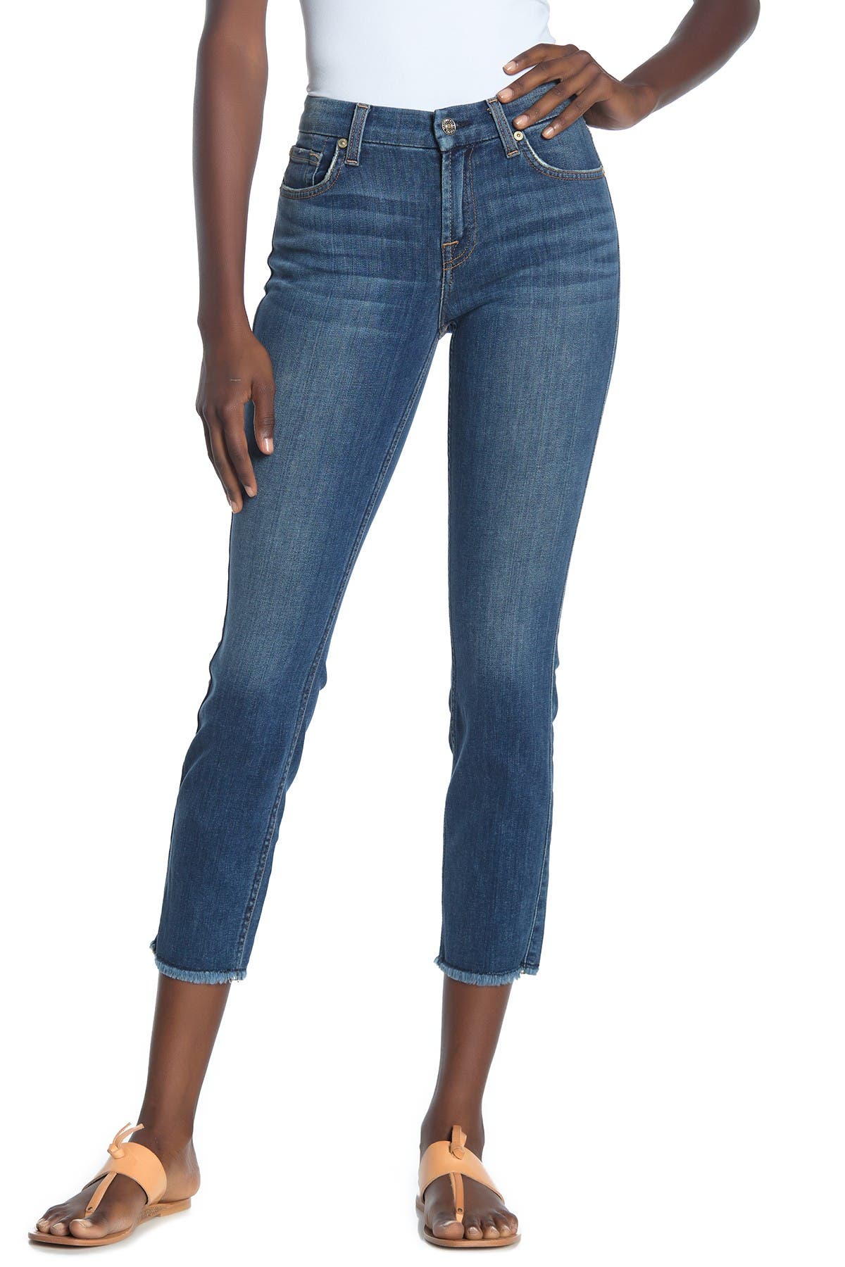 frayed hem cropped jeans