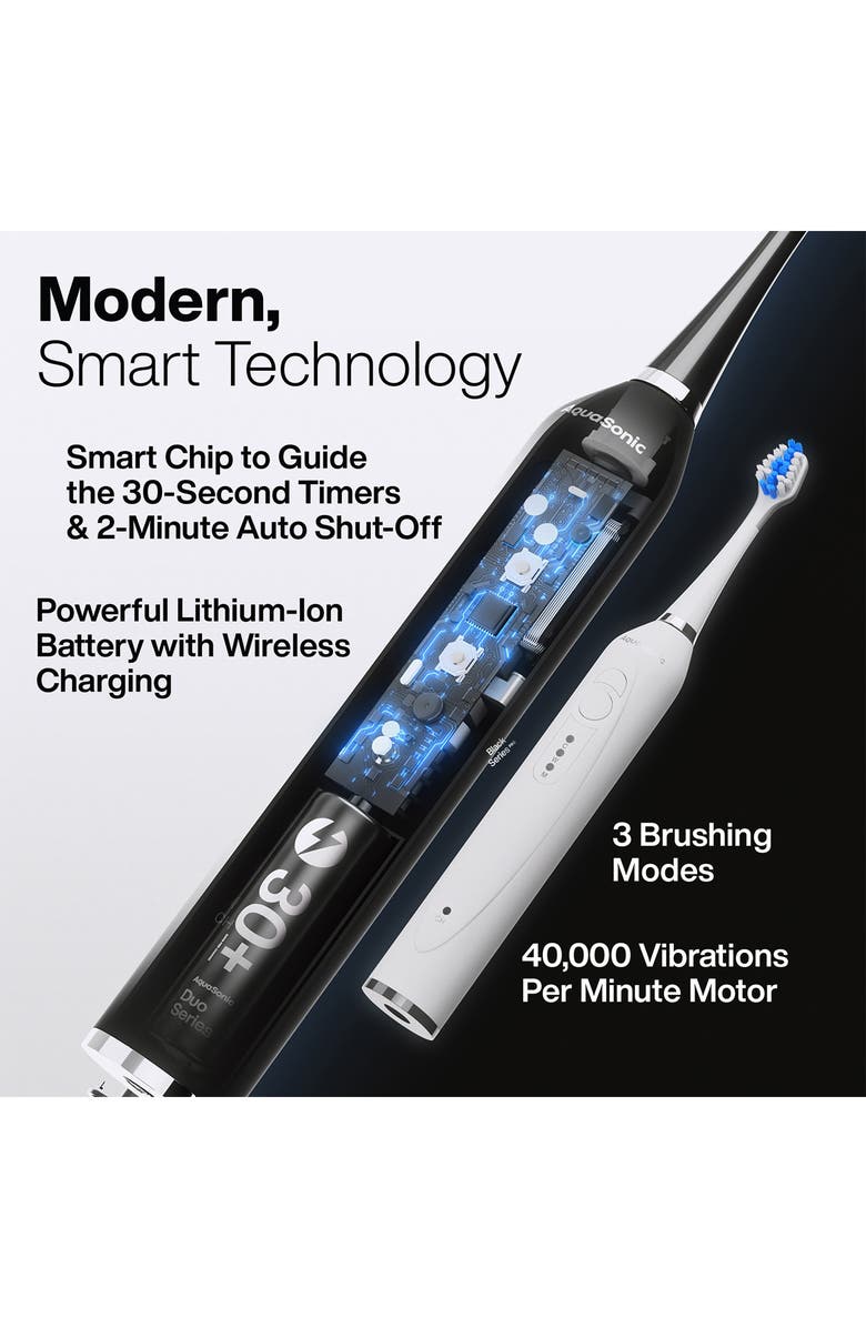 AQUASONIC DUO Dual Ultrasonic Toothbrushes with 10 DuPont Brush Heads