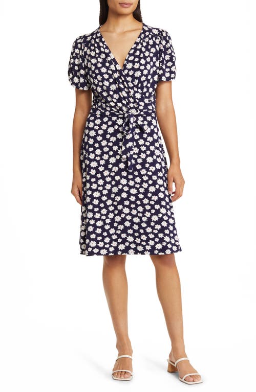 Loveappella Floral Faux Wrap Dress Navy at Nordstrom,
