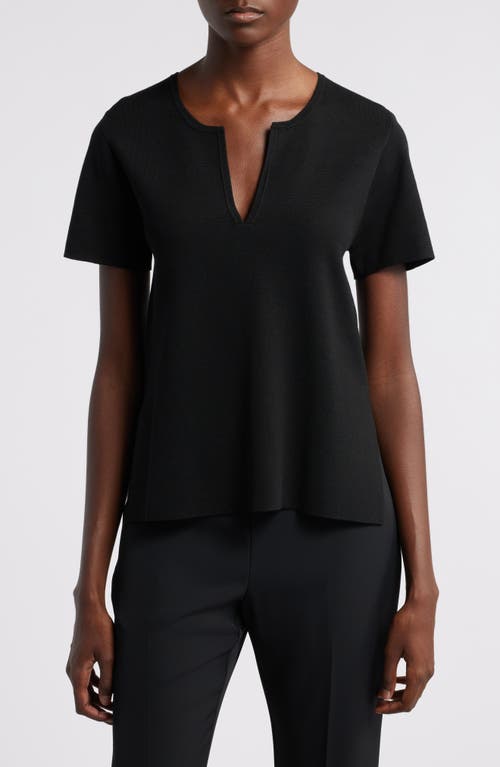 Wyeth Aster Short Sleeve Split Neck Sweater in Black 