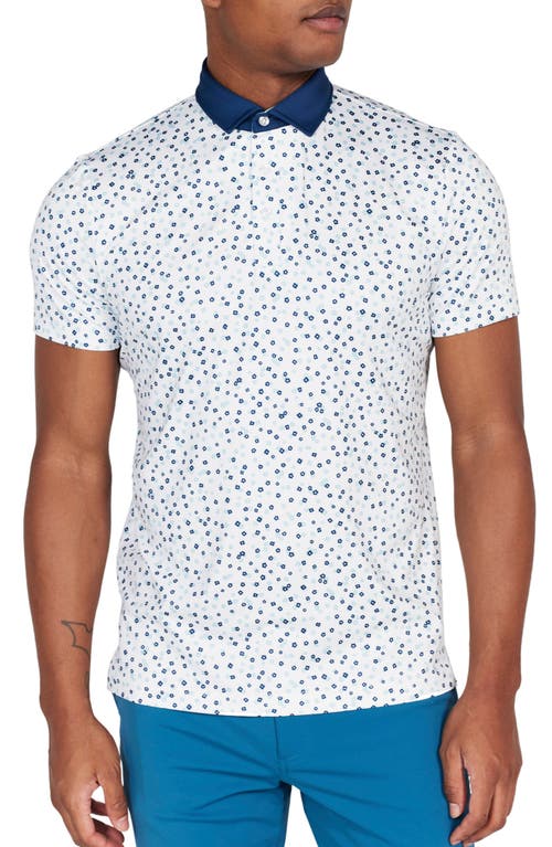 Herrick Floral Performance Golf Polo in Bright White