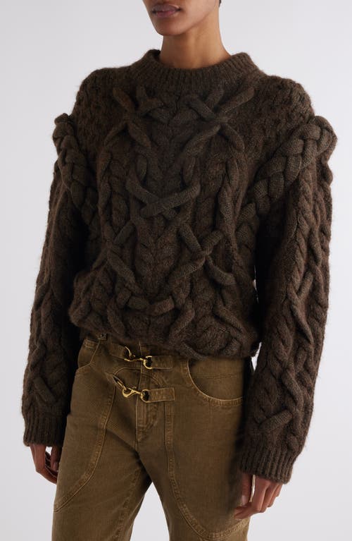 Isabel Marant Basiliane Chunky Wool & Alpaca Blend Cable Sweater In Bronze