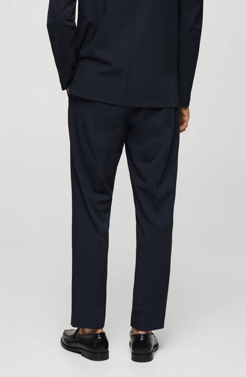 Mango Stretch Slim Fit Pants In Dark Navy