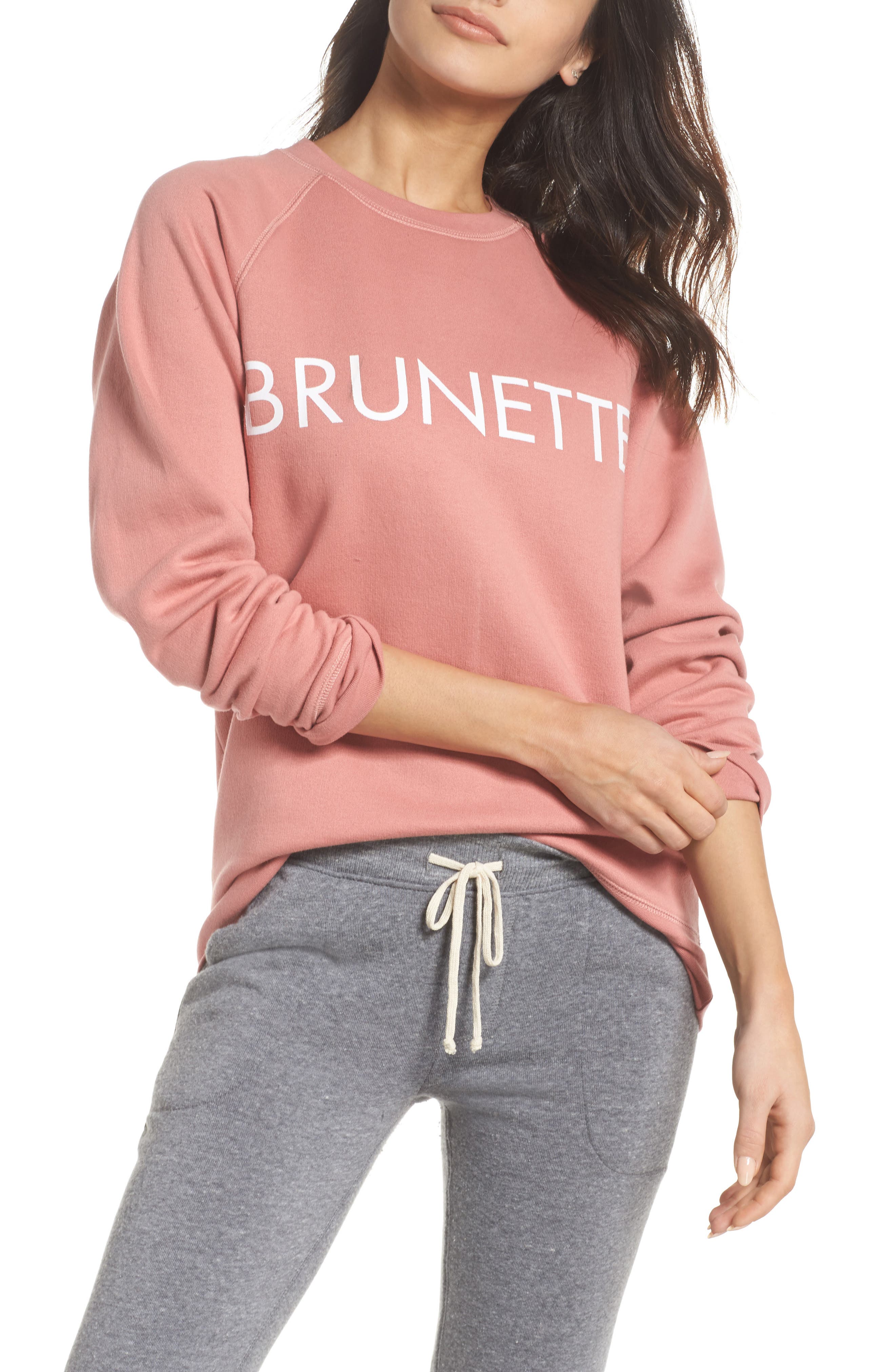 brunette sweatshirt