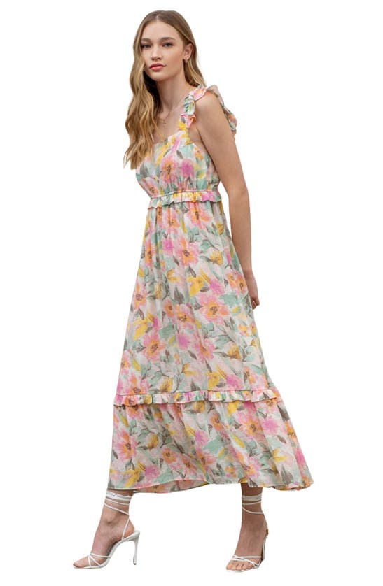 Shop Blu Pepper Floral Midi Sundress In Ivory Multi