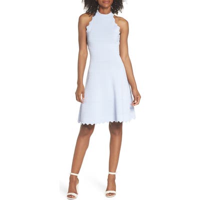 Eliza J Fit & Flare Sweater Dress, Blue