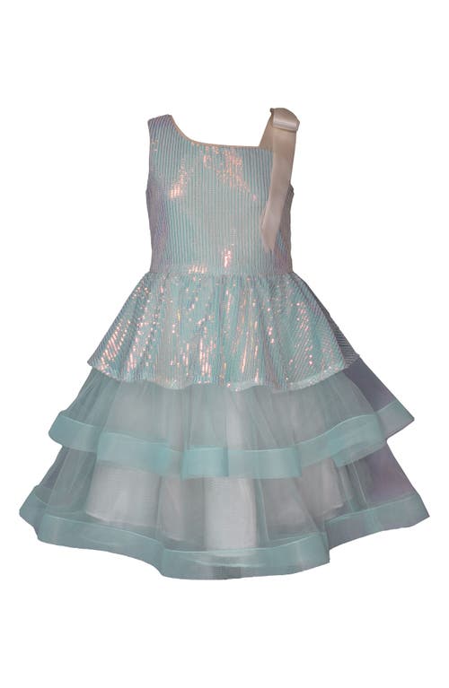 Shop Iris & Ivy Kids' One-shoulder Sequin Party Dress In Aqua