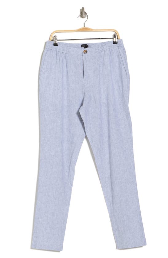 14TH & UNION ELASTIC WAIST LINEN BLEND TRIM FIT PANTS
