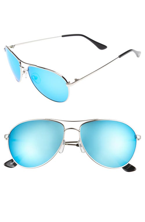 Orville 58mm Mirrored Aviator Sunglasses in Silver/Blue Mirror