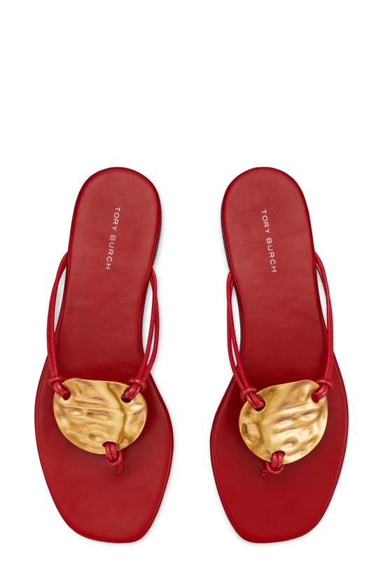 Shop Tory Burch Patos Flip Flop In Tory Red / Gold