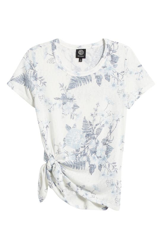 Shop Bobeau Side Tie T-shirt In Ivory/ Dk Denim Floral