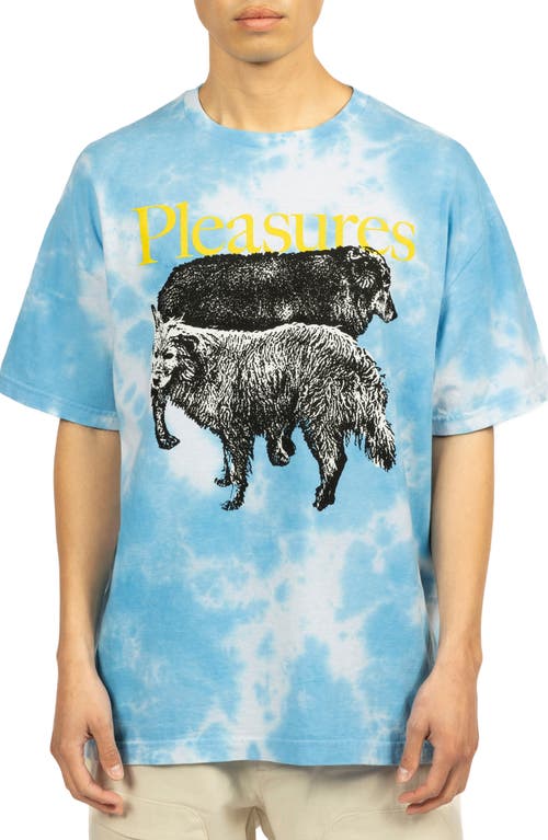 PLEASURES Wet Dogs Tie Dye Cotton Graphic T-Shirt Blue at Nordstrom,