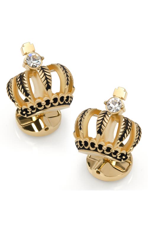 CUFFLINKS, INC CUFFLINKS, INC. VINCENT DE PAUL 3D CROWN GOLD CRYSTAL CUFF LINKS & STUD SET