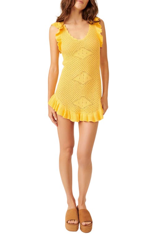 Free People Mykonos Open Knit Mini Sweater Dress Sunset Gold at Nordstrom,