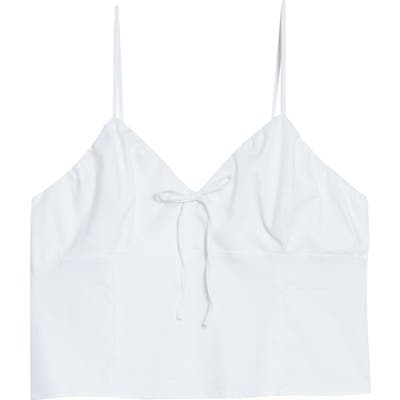 Plus Size Leith Tie Front Stretch Linen & Cotton Camisole, White