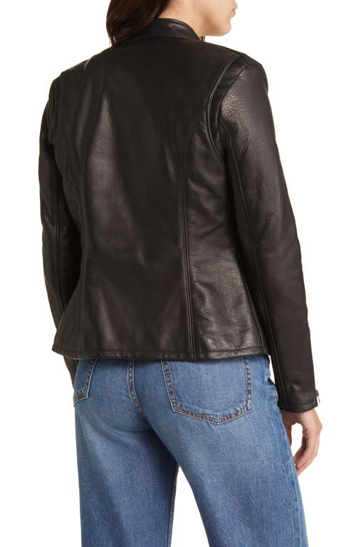 Shop Schott Nyc Leather Cafe Racer Moto Jacket In Black