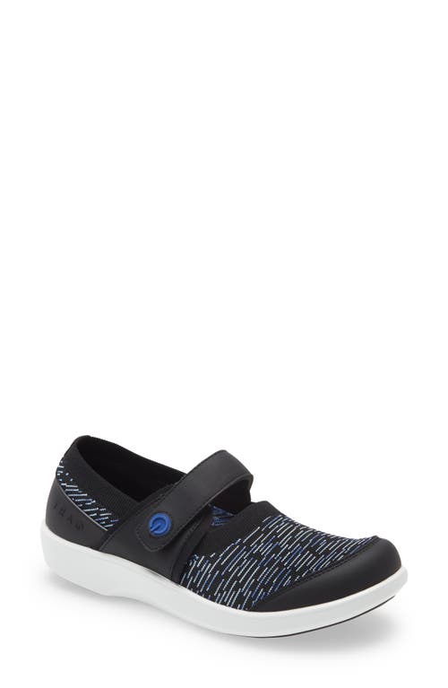 Qutie Mary Jane Flat in Blue Dash Leather