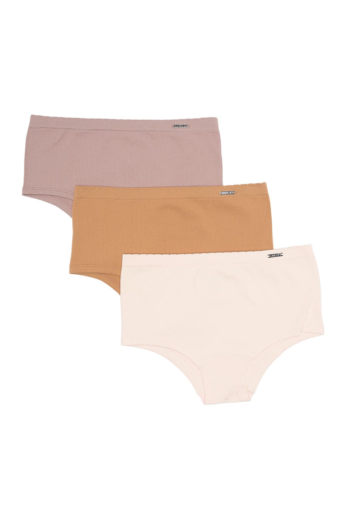 Studio By Capezio Seamless Ribbed Panties In Caramel/ L.pink/bark