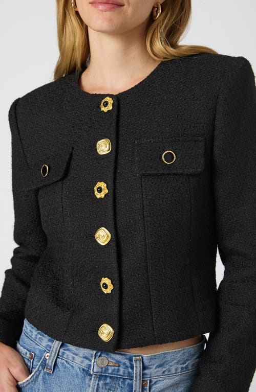 Shop French Connection Mismatched Button Tweed Jacket In 01-black