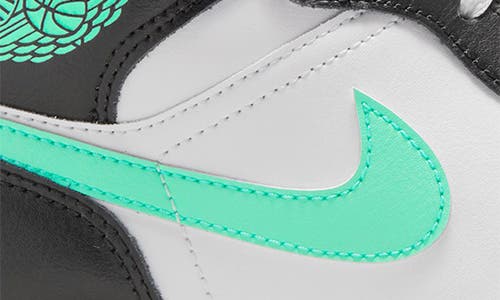 Shop Jordan Air  1 Mid Sneaker In White/green Glow/black