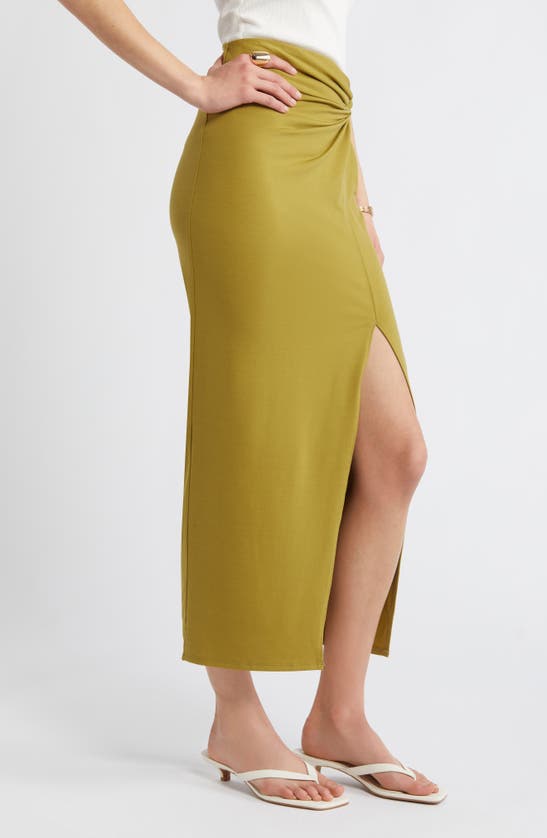 Shop Open Edit Twist Front Maxi Skirt In Olive Eyes