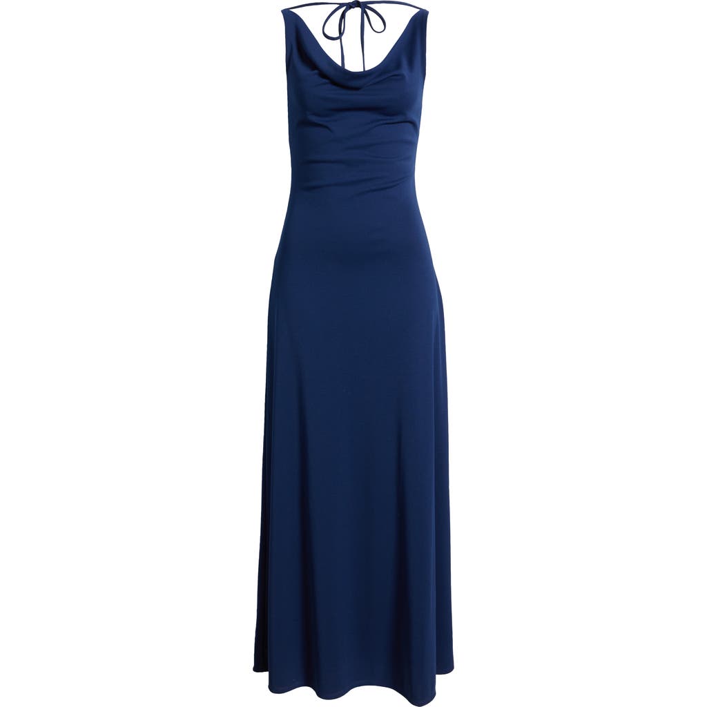 Wayf The Tamara Cowl Neck Gown In Blue