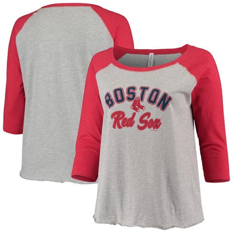 St. Louis Cardinals Soft as a Grape Women's Plus Sizes Three Out Color  Blocked Raglan Sleeve