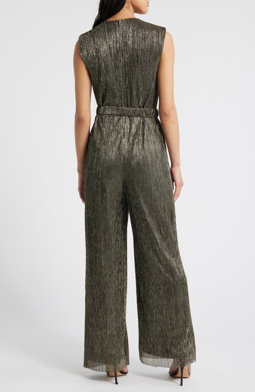 HALOGENR HALOGEN(R) METALLIC V-NECK JUMPSUIT 