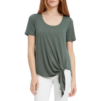 Petite Nic+Zoe Boardwalk Tie Front Tee, Green