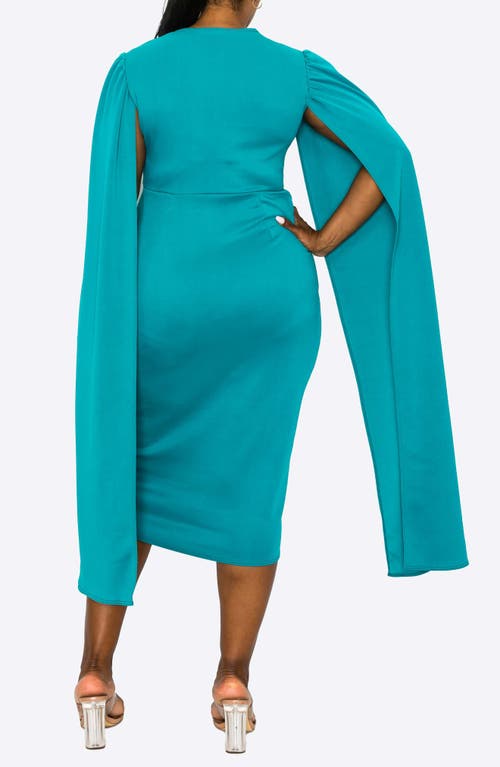 L I V D Naomi Cape Sleeve Midi Dress In Jade