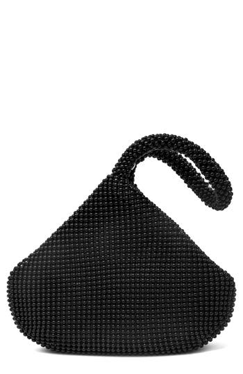 Jessica Mcclintock Staci Beaded Mesh Wristlet In 08n Black