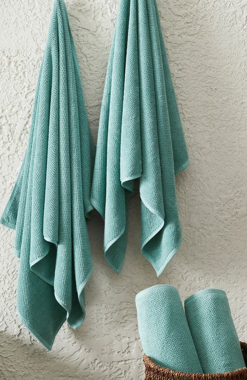 Woven & Weft Cotton 4-pack Textured Bath Towel Set In Mineral Blue