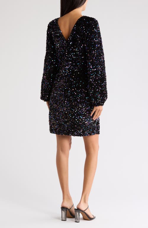 By Design Empire State Ii Sequin Long Sleeve Dress In Black/multi