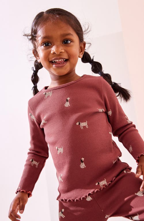Next Kids' Dalmatian Print Long Sleeve Cotton Rib Top In Red