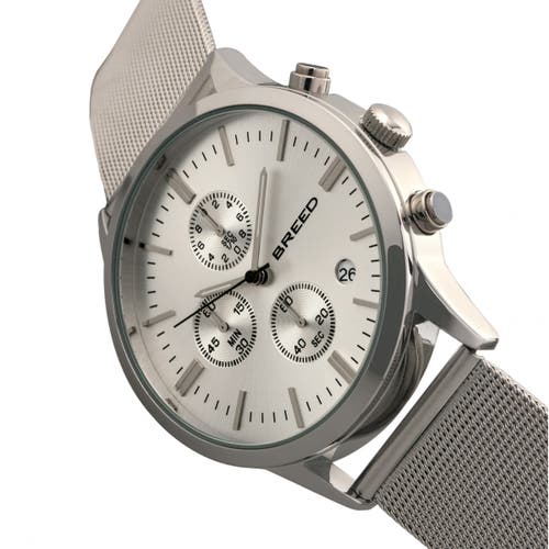 Breed Espinosa Chronograph Mesh-bracelet Watch W/ Date In Silver