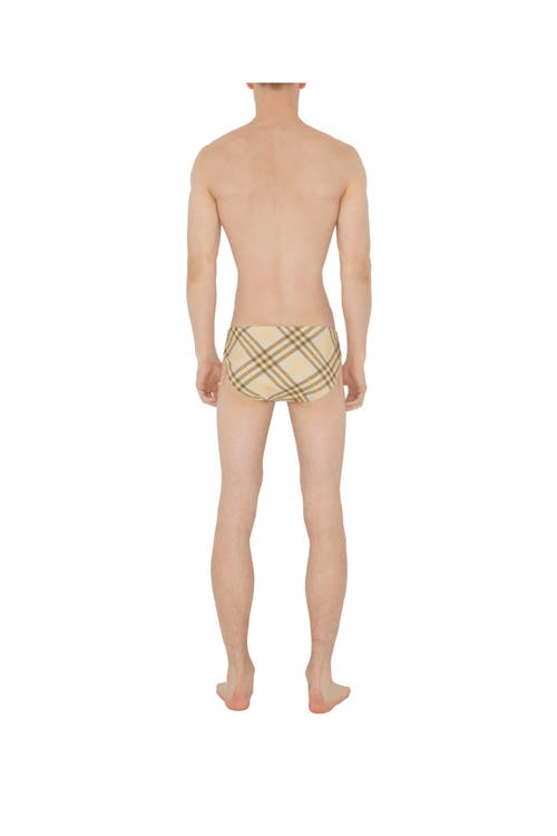 Shop Burberry Check Swim Briefs In Wheat