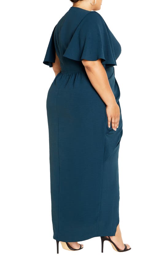 Shop City Chic Braelynn Textured Crepe Maxi Dress In Emerald