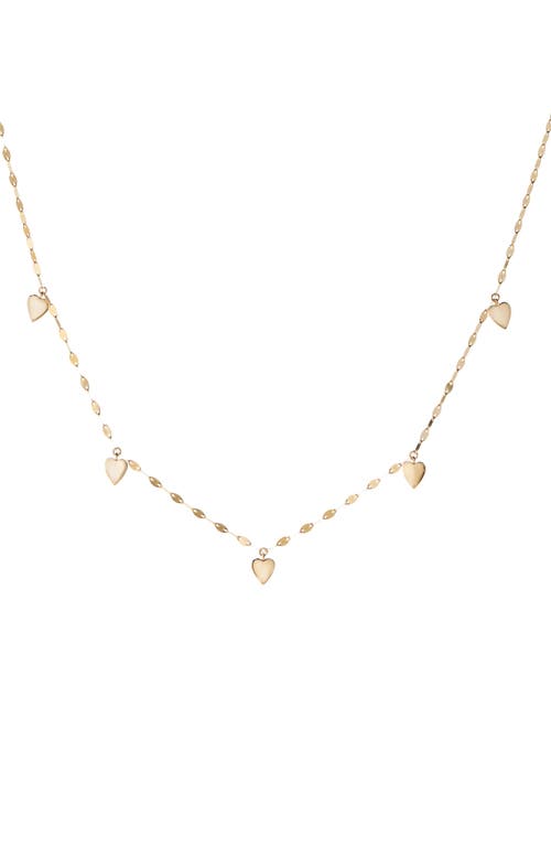Mini Heart Charm Necklace in Yellow Gold